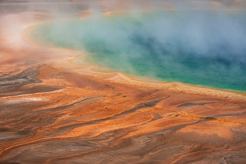 Wyoming-Yellowstone National Park Grand Prismatic Spring scenic White Modern Wood Framed Art Print with Double Matting by Jaynes Gallery