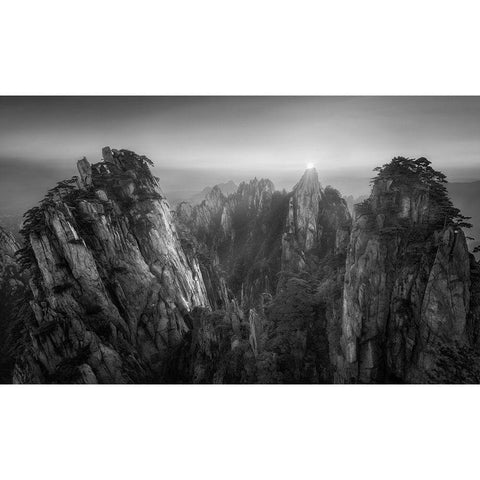On The Top Black Modern Wood Framed Art Print with Double Matting by Zhang, Joshua