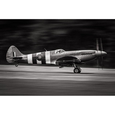 Spitfire Mk Xix Black Modern Wood Framed Art Print by JLP