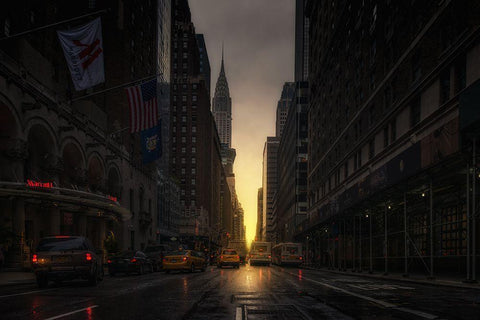 Manhattanhenge Black Ornate Wood Framed Art Print with Double Matting by Martin Castan, David