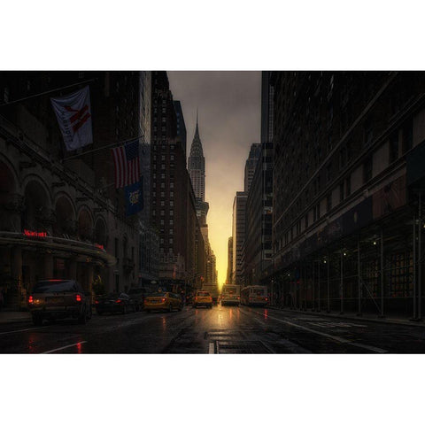 Manhattanhenge Gold Ornate Wood Framed Art Print with Double Matting by Martin Castan, David