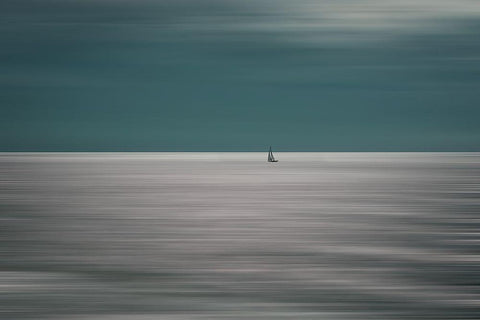 Going For The Horizon White Modern Wood Framed Art Print with Double Matting by De Laat, Bernardine