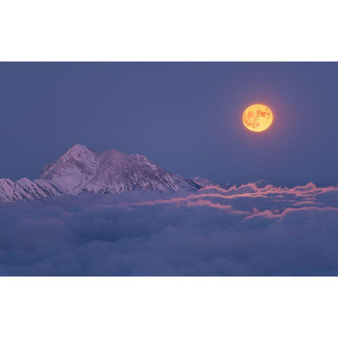 Super Moon Rises Black Modern Wood Framed Art Print by Krivec, Ales