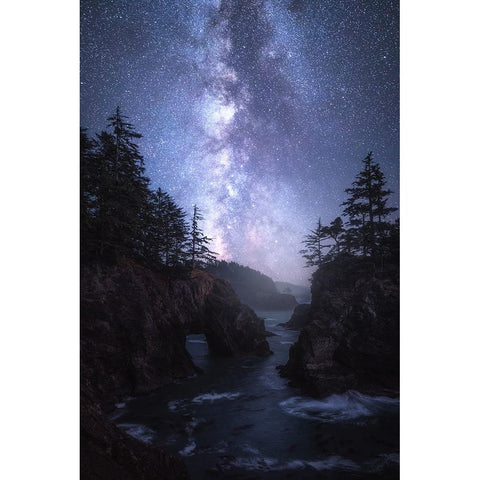 The Coast At Night Black Modern Wood Framed Art Print by Gastager, Daniel