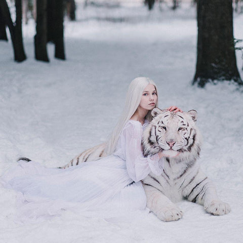 * White Modern Wood Framed Art Print with Double Matting by Barantseva, Olga