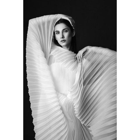 Agnes White Modern Wood Framed Art Print by Naderi, Peyman