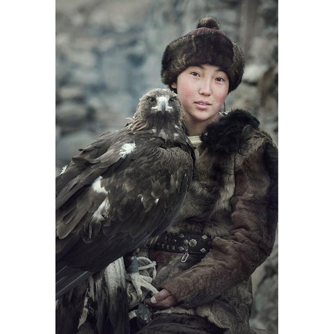 New Gen. Eagle Hunter,Mongolia White Modern Wood Framed Art Print by Whanset, Saravut