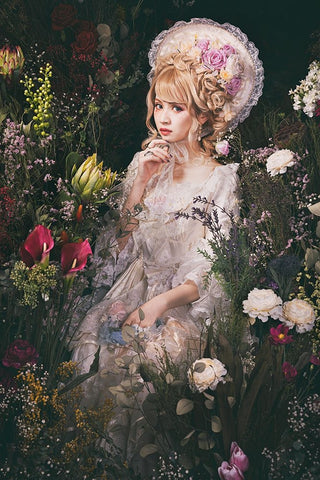 Weddingdoll Black Ornate Wood Framed Art Print with Double Matting by Kiyota, Daisuke
