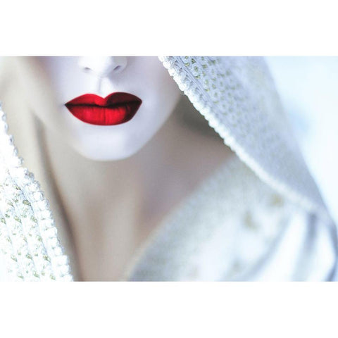 Gaesha White Modern Wood Framed Art Print by Cherkaoui, Fatima