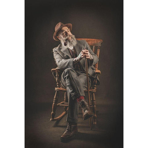 An English Gentleman Black Modern Wood Framed Art Print with Double Matting by Dixon, Colin
