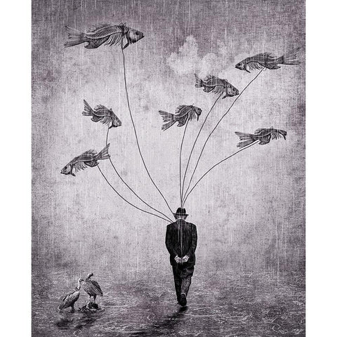 Land Of The Flying Dead Black Modern Wood Framed Art Print with Double Matting by Mohanraj, Arun
