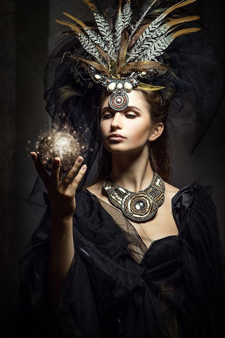 The Sorceress White Modern Wood Framed Art Print with Double Matting by Siegart