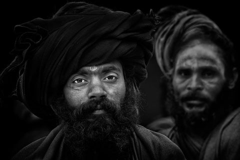 Holy Men. Kumbha Mela. Allahabad White Modern Wood Framed Art Print with Double Matting by Cavalli, Giovanni
