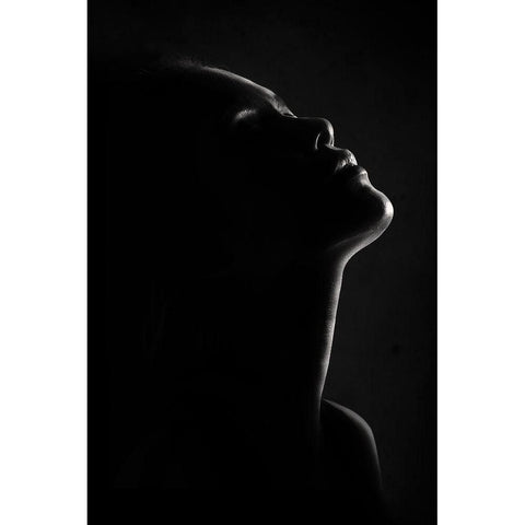 Chin Up Black Modern Wood Framed Art Print with Double Matting by Sungkono, Heru