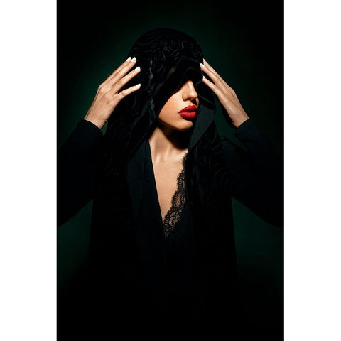 Covert II Black Modern Wood Framed Art Print with Double Matting by Niksefat Zendehdel, Akram