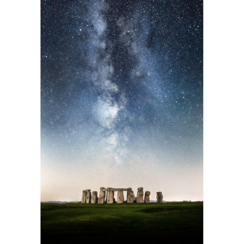 Stonehenge Black Modern Wood Framed Art Print by Ionut Dascalu, Andrei