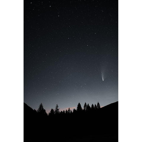 Comet Neowise Black Modern Wood Framed Art Print by Ficel, Michal