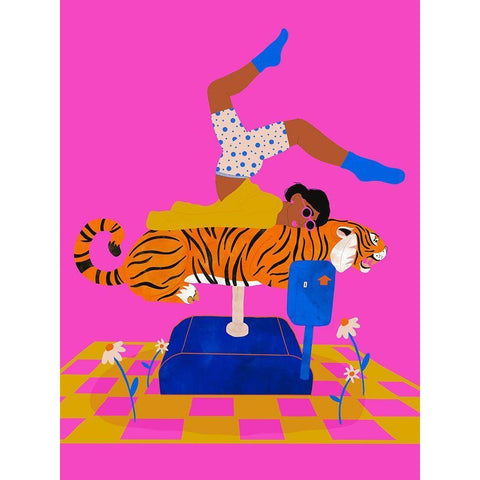 Put a tiger in your heart Black Modern Wood Framed Art Print with Double Matting by Jotadejai