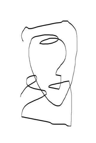 Abstract Head No1. Black Ornate Wood Framed Art Print with Double Matting by The Miuus Studio