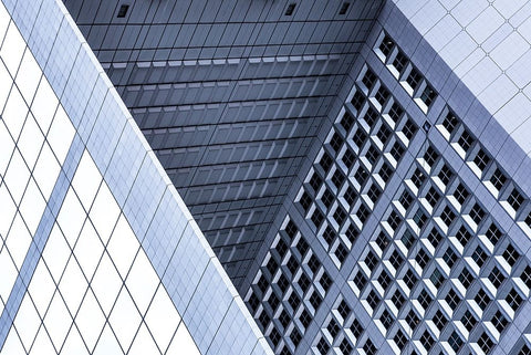 Grande Arche Geometry White Modern Wood Framed Art Print with Double Matting by Wride, Linda