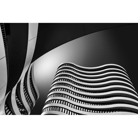 Waves Black Modern Wood Framed Art Print by Figueras, Antoni