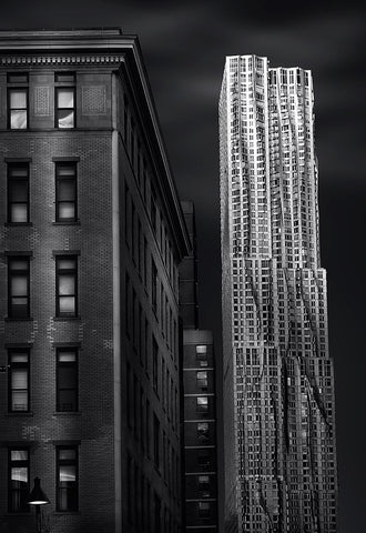 New York Streets White Modern Wood Framed Art Print with Double Matting by Garcia, Helena