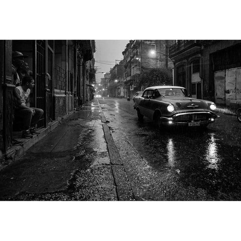 Havana in the rain Gold Ornate Wood Framed Art Print with Double Matting by Sye, Murray