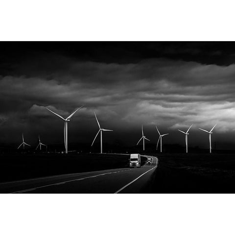 Before Dawn Black Modern Wood Framed Art Print with Double Matting by Li, Bing