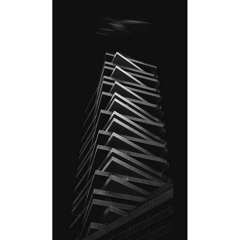 Zigzag White Modern Wood Framed Art Print by And Hongchao, Gu