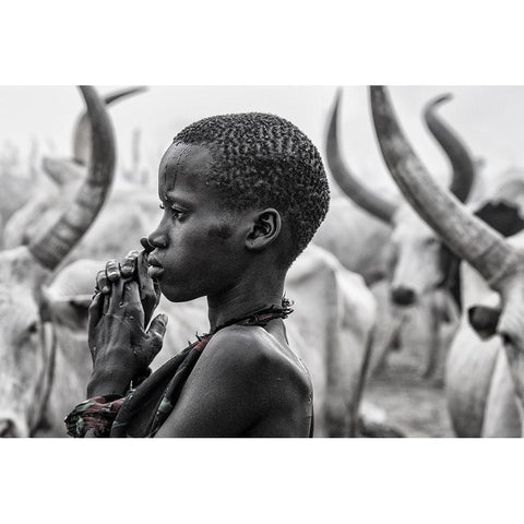 Mundari Girl - South Sudan Black Modern Wood Framed Art Print with Double Matting by Inazio Kuesta, Joxe