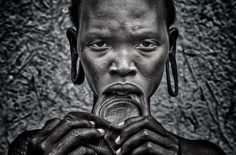Surmi Woman. White Modern Wood Framed Art Print with Double Matting by Inazio Kuesta, Joxe
