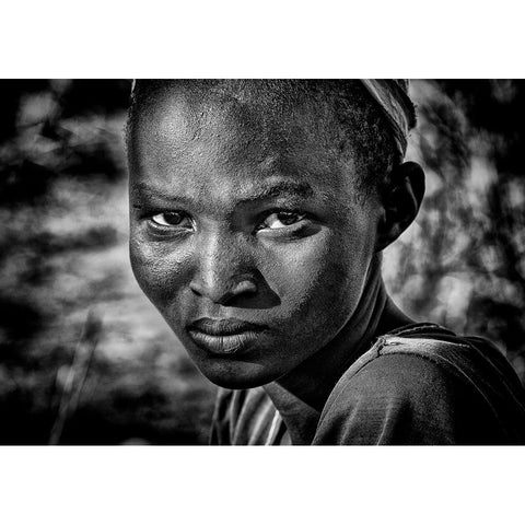 Pokot Tribe Girl-I - Kenya White Modern Wood Framed Art Print by Inazio Kuesta, Joxe