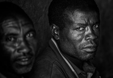 Ethiopian Men. White Modern Wood Framed Art Print with Double Matting by Inazio Kuesta, Joxe