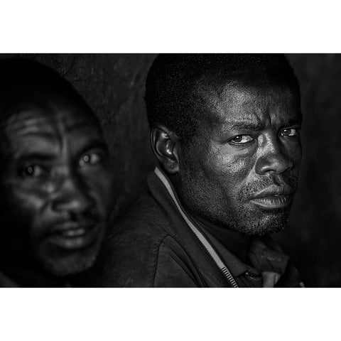 Ethiopian Men. Gold Ornate Wood Framed Art Print with Double Matting by Inazio Kuesta, Joxe