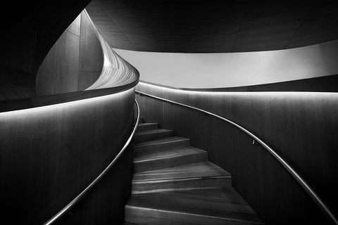 Stairs 3 White Modern Wood Framed Art Print with Double Matting by Zhou, Steven