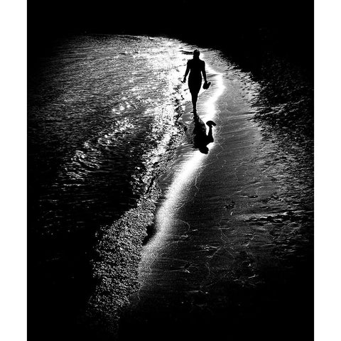Follow The Light Black Modern Wood Framed Art Print by Momanu, Mirela