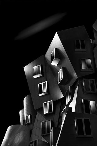 Stata Center Black Ornate Wood Framed Art Print with Double Matting by Thwaits, Yun