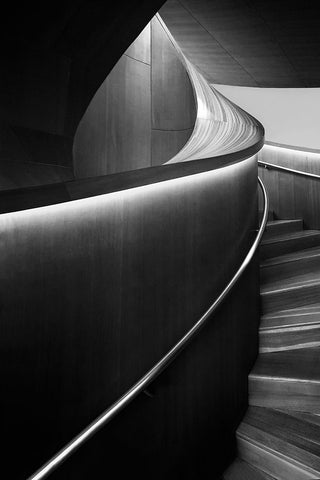 Stairs 5 Black Ornate Wood Framed Art Print with Double Matting by Zhou, Steven