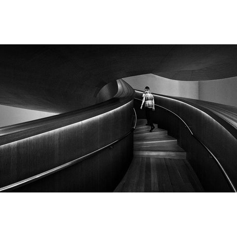 Stairs 7 White Modern Wood Framed Art Print by Zhou, Steven