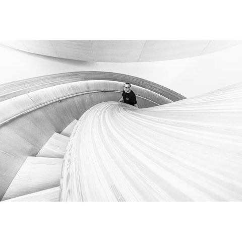 Stairs 8 Black Modern Wood Framed Art Print with Double Matting by Zhou, Steven