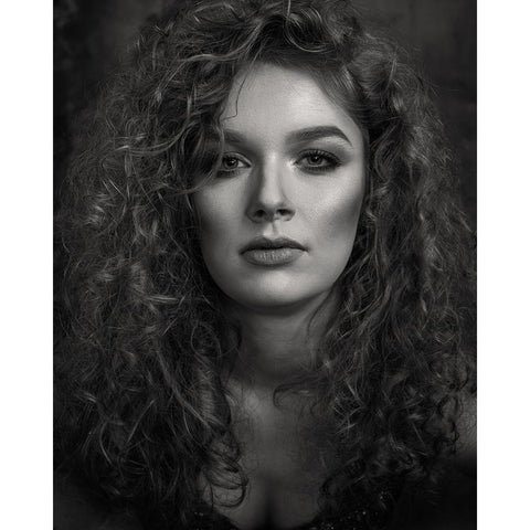 Portrait Of A Young Woman Black Modern Wood Framed Art Print with Double Matting by Mighorst, Ineke