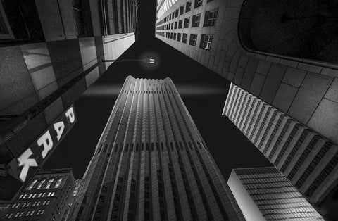 Skyscrapers-3 Black Ornate Wood Framed Art Print with Double Matting by Zeng, Jiahong