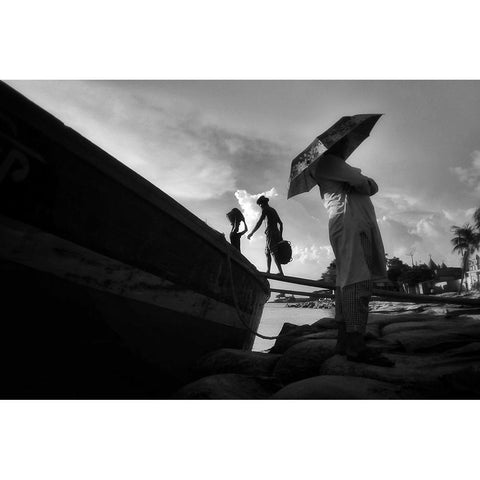 Work In Life Black Modern Wood Framed Art Print with Double Matting by Jumen Khan, Md.