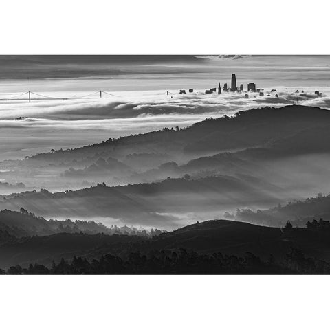 Dream City Black Modern Wood Framed Art Print with Double Matting by Mao, Yun
