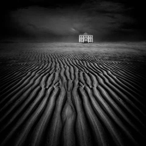 Beach Castle Black Ornate Wood Framed Art Print with Double Matting by De Groen, Maurits