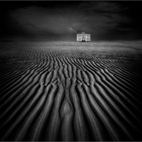 Beach Castle Black Modern Wood Framed Art Print with Double Matting by De Groen, Maurits