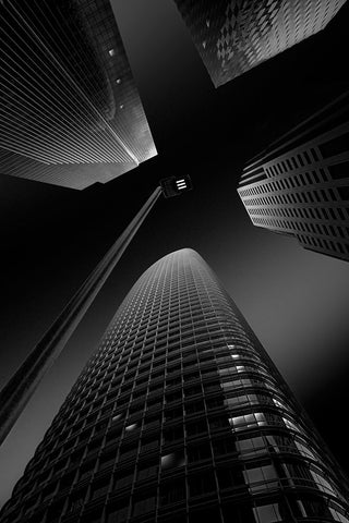 San Francisco Landmarks White Modern Wood Framed Art Print with Double Matting by Shu, Rong