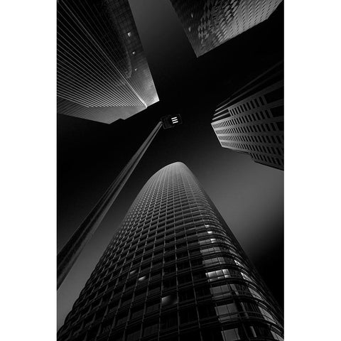San Francisco Landmarks Black Modern Wood Framed Art Print with Double Matting by Shu, Rong