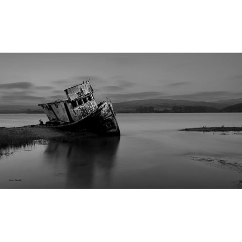 An Old Ship Black Modern Wood Framed Art Print with Double Matting by Zhang, Annie