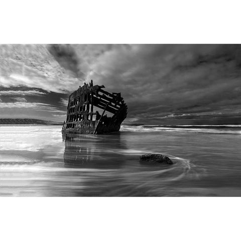 The Flowing Years Black Modern Wood Framed Art Print with Double Matting by Shi, Mei